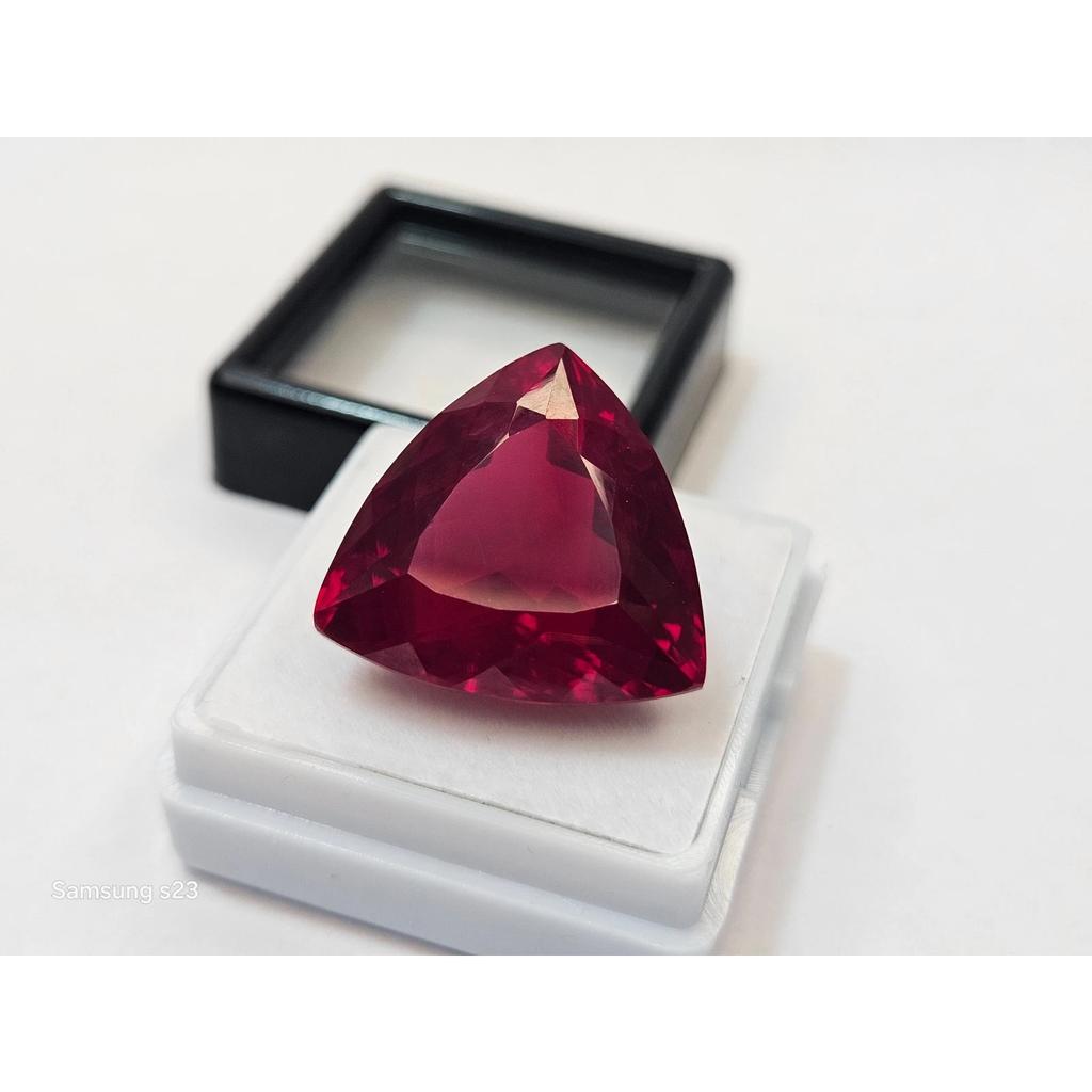 Stunning Red Color Ruby Mozambique Trillion Cut 32+ Ct Certified Loose Gemstone