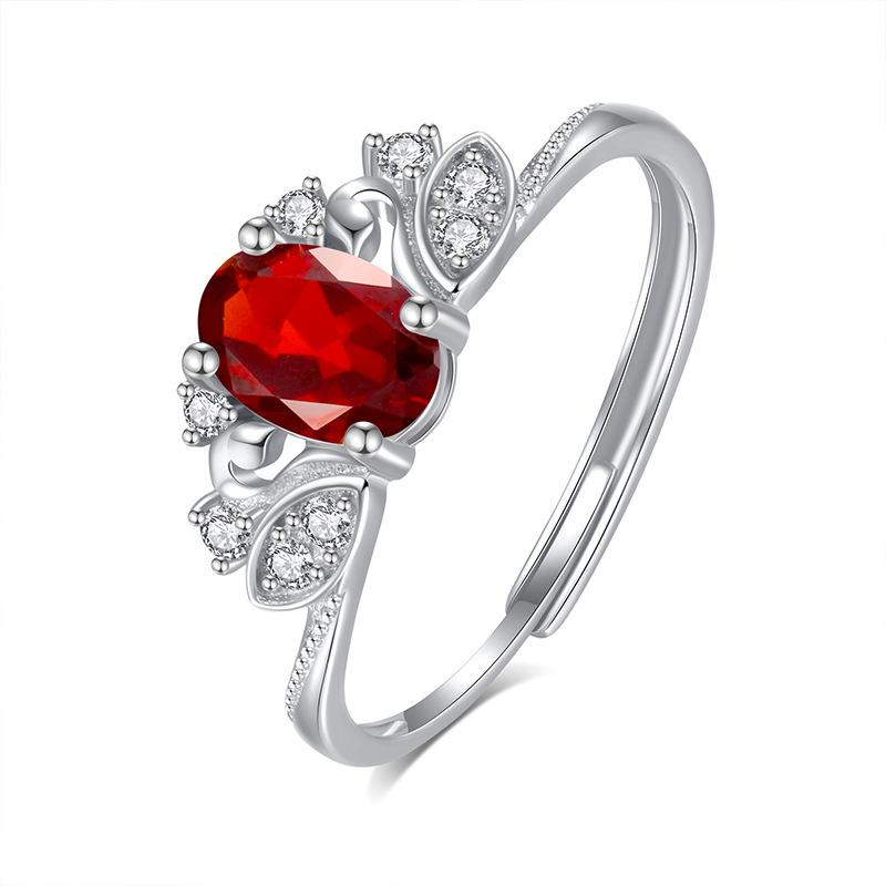 Natural spar s925 sterling silver ring women's non-fading ring flying together high-end accessories women's daily jewelry gifts