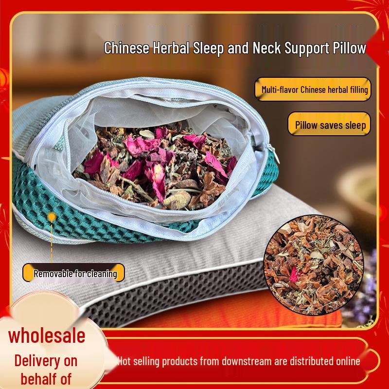 Herbal Neck Support Pillow - Washable, Multicolor, Traditional Chinese Medicine for Cervical Spine and Sleep Health