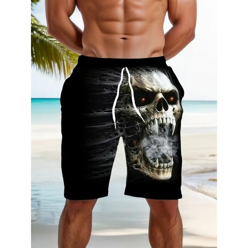 Fashion Skull Print Men Beach Shorts 3D Graphic Board Shorts For Vacation Street Fashion Summer Casual Psychedelic Shorts