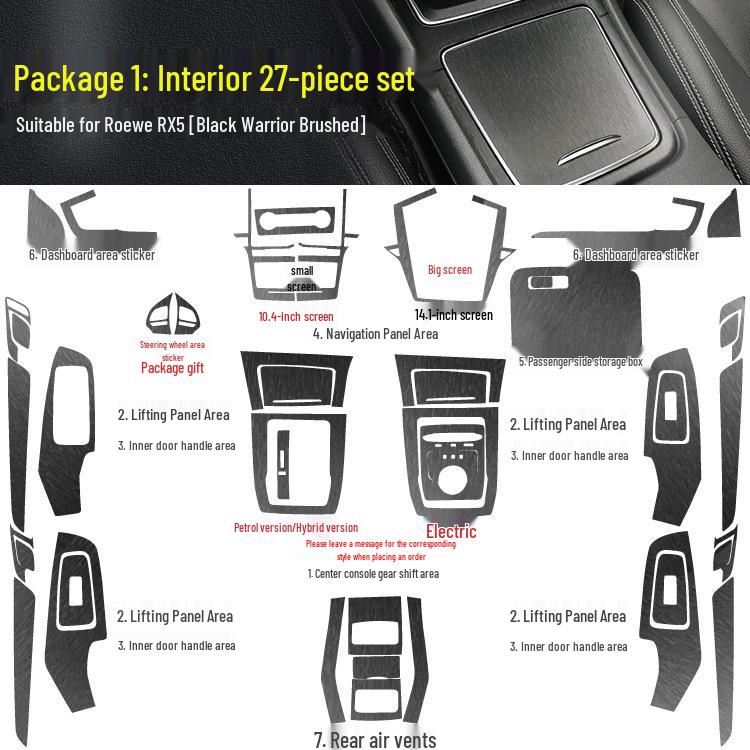 Roewe RX5 MAX Innenraum Modifikationsaufkleber: Mittelkonsole & Schalthebel Dekorfolie