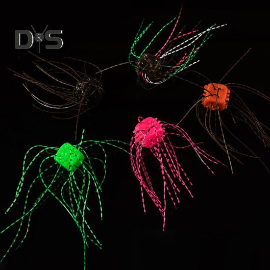 10 Pz 1.4CM/4G Esche Morbide a Dadi con Gonnellino Affondamento Lento Colorate PVC Artificiali Esche a Dadi Accessori per Pesca Acqua Dolce Acqua Salata Spigola Pesce Gatto