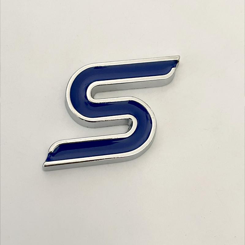 3D Metal S Logo Front Grille Emblem Badge Car Rear Trunk Stickers For Focus Fiesta Escape Ecosport Kuga Mondeo Accessories