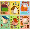 6 Pictures/package of Small House Face Change Stickers for Boys and Girls Children DIY Handmade Puzzle Small House Puzzle Stickers