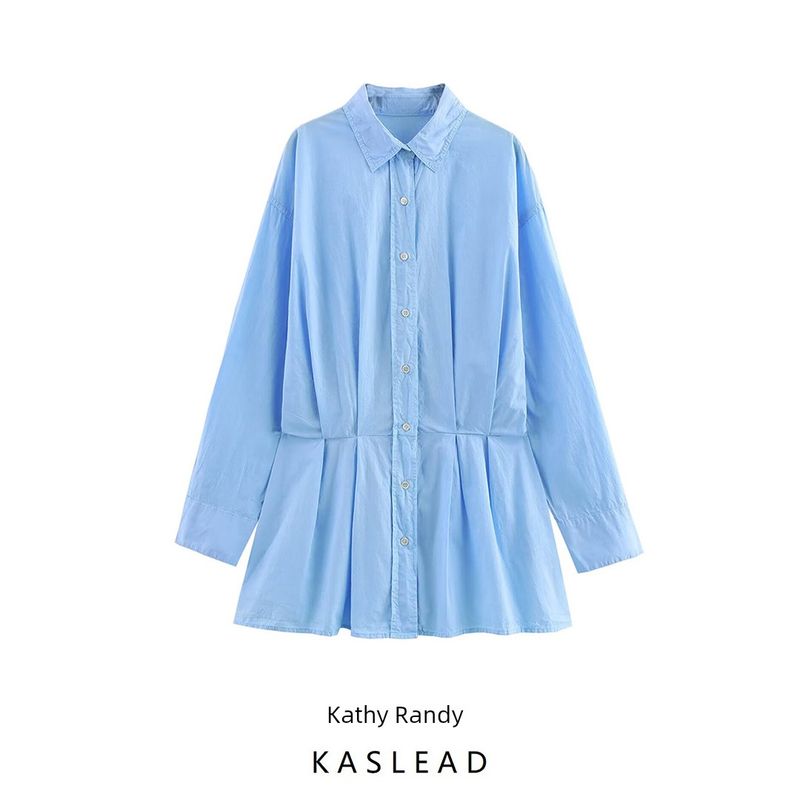 Kaslead New Arrival Women's Clothing Fashion Style Fashion Wide Pleated Design Shirt Style Dress 6929087