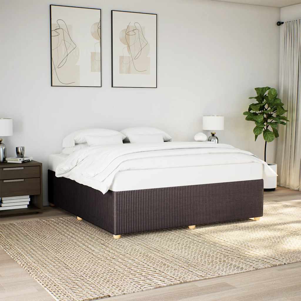 Bed Frame without Mattress Dark Brown 200x200 cm Fabric