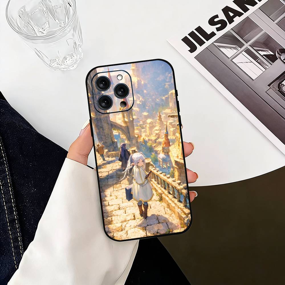 Sousou no Frieren Frieren Back View Phone Case For iPhone 17,16,15,14,13,12,11 Plus,Pro Max,XS,Soft Silicone Black Cover