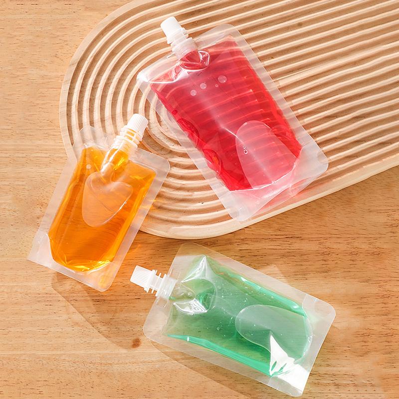 100Pcs Stand Up Liquid Spout Pouch Bag / Clear Plastic Beverage Container Juice Storage Spout Bags