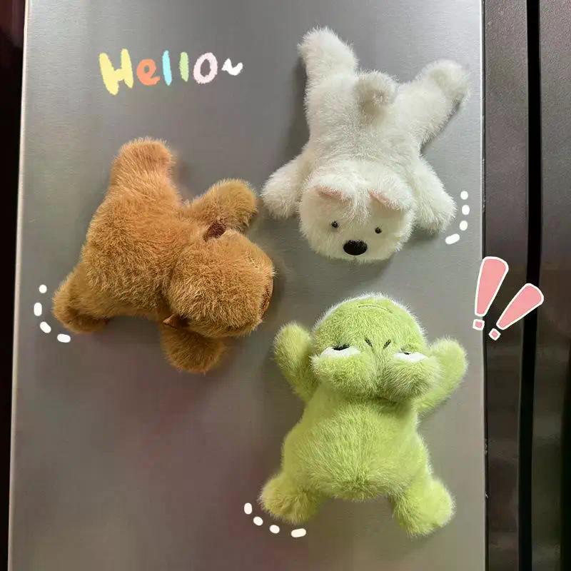 1Pc Cartoon Plush Toy Fridge Magnets, Fun Party Style Small Animal Plush Toys Creative Fridge Decorations