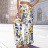 Women Summer Boho Palazzo Pants High Waist Wide Leg Printing Casual Trousers With Pockets