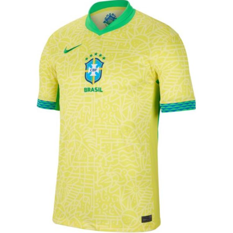 

Nike Dri-FIT Soccer Brazil 2024 Stadium Home Replica Jersey Men s Dynamic Yellow Lemon Chiffon Green Spark FJ4284-706 XXL