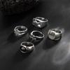 European and American fashion personality five-pointed star ring set men's hip-hop niche ring men's jewelry