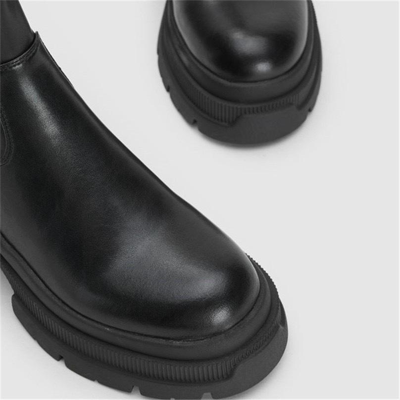 2025 NEW Basic Women Ankle Boots Casual Concise Leather Round Toe Thick Heels Working Shoes Autumn Winter Botines De Mujer Boots