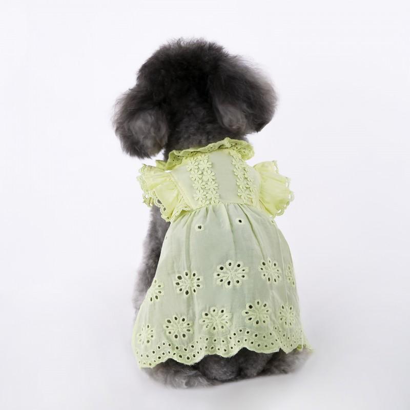 Huisdier Kant Fladderende Mouw Prinsessenjurk Teddy Poedel Kat Met Haaraccessoire