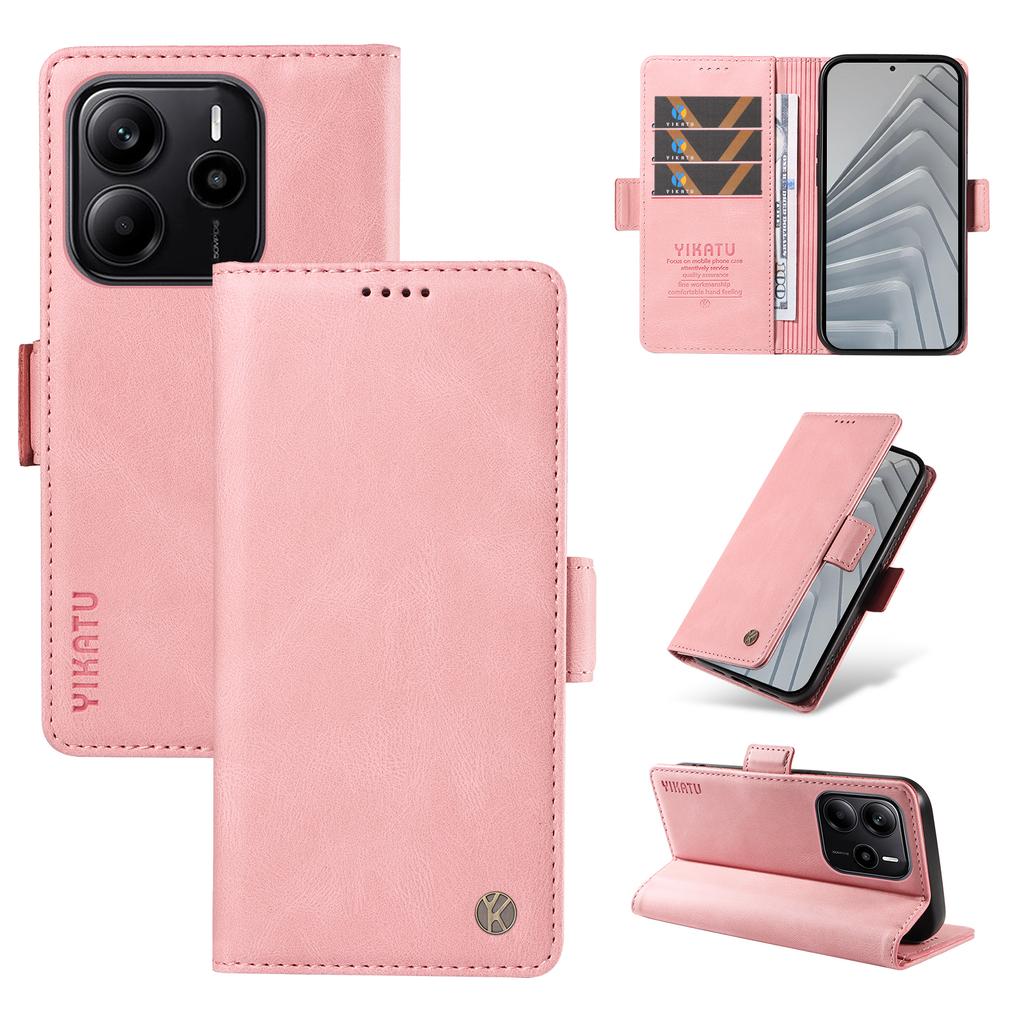 For Xiaomi Redmi Note 14 4G (164.84mm) Leather Case YIKATU YK-005 Skin-Touch Feeling Wallet Phone Cover