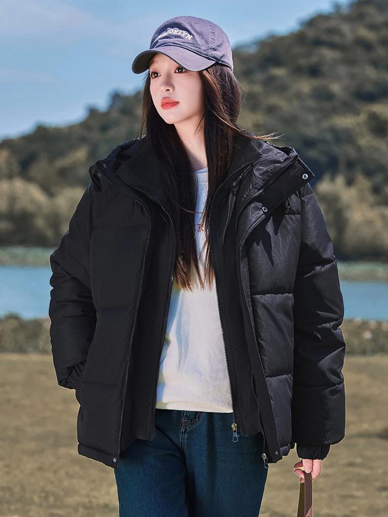 Fake Two-piece Stand Collar Hooded Warm Cotton Coat Winter Jacket