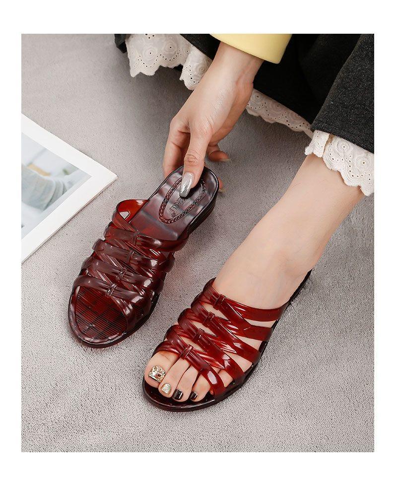 Fashion New Low Heel Wedged Sandal Female Jelly Shoes Women's Summer Slides  Outdoor Transparent Slipper Woman Non Slip Clear Sandals
