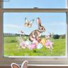 Easter Window Stickers, Creative Cute Floral Bunny Eggs Decor, Static Cling Glass Decals for Bedroom Living Room Holiday Decoration