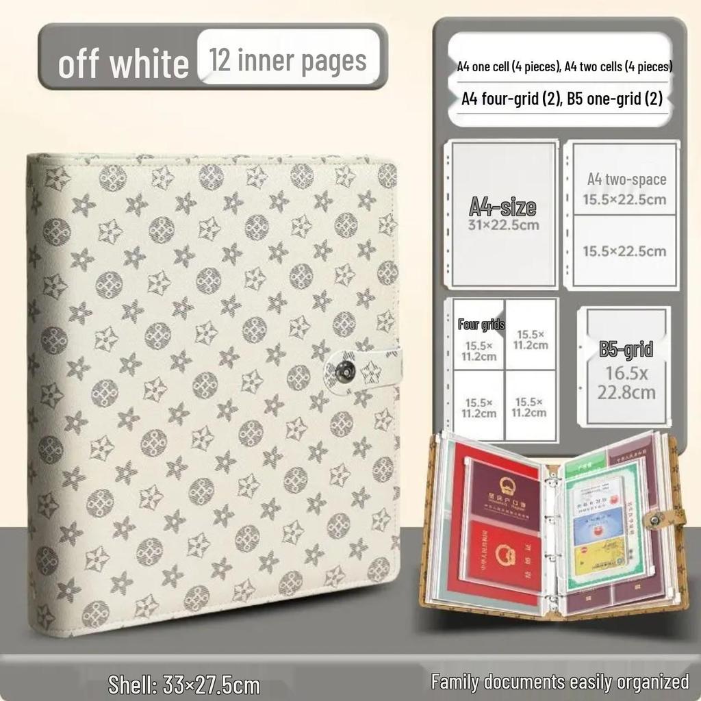 A4 Home Document Organizer for Household Records: Register, Vaccination, Birth Certificate, Property Deed Storage.