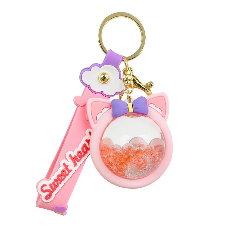 Charming Bunny Floating Bottle Keychain Adorable Acrylic Accessory For Bags And Cars