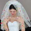 Photo Props Pompom Mesh Tulle with Clip Gloves New White Veil