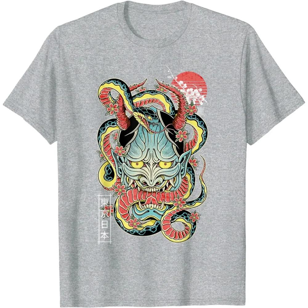 

Японская маска демона они отаку дьявол вейпорвейв футболка XXXXXL серый