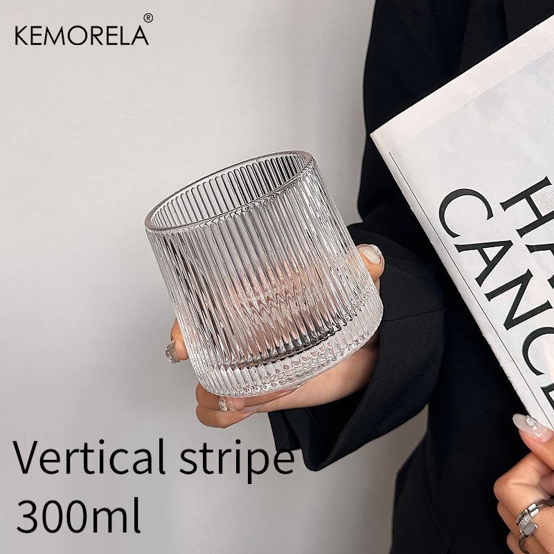 1PCS 300ML Retro Style Transparent Glass Cup for Concentrated Ice American Latte Coffee Whiskey Household Drinkware 300ml