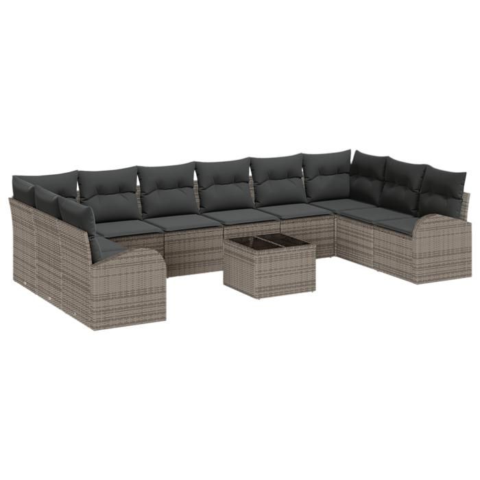 VidaXL Ensemble de canapés de jardin 10 pièces avec coussins noir en rotin synthétique 3346229