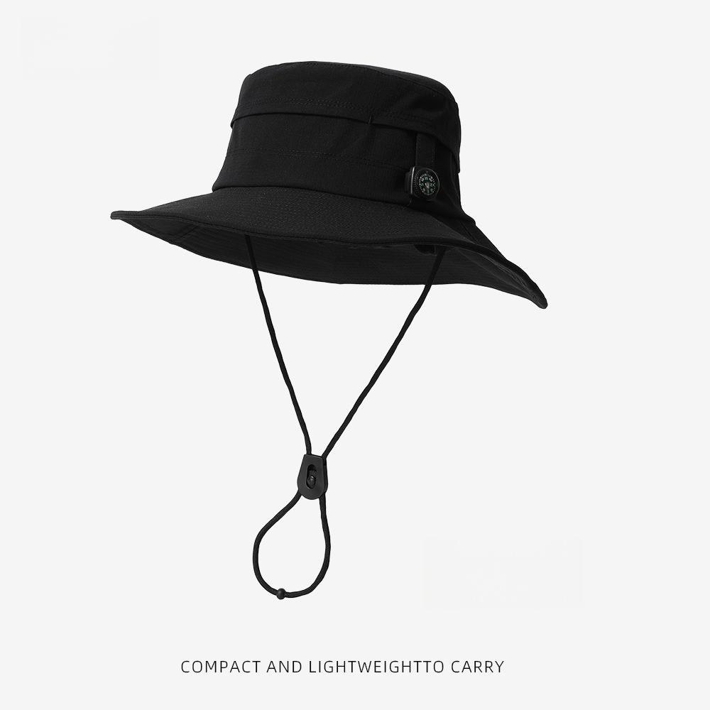Outdoor Fishing Hat with Compass Wide Brim Sun Protection Boonie Hat Lightweight Breathable Safari Summer Cap for Men Women