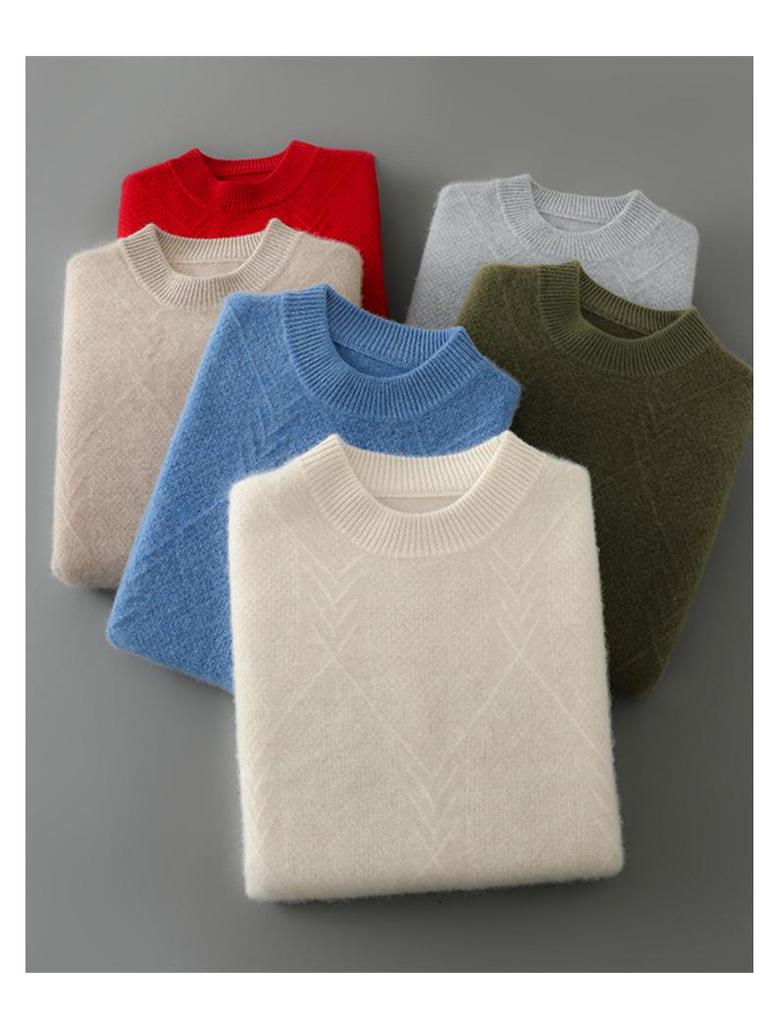Men's 100% Pure Wool High Neck Seamless Knitwear Base Layer – Loose, Thickened, and Perfect for Autumn/Winter.