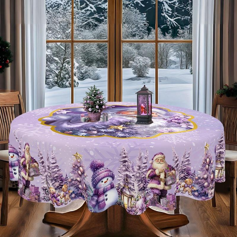 Purple Christmas Tablecloth Santa Claus Table Cover Christmas Party Table Decorations for Home Kitchen 2025 Xmas Gifts Navidad