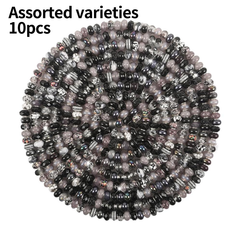 

10/20/30 шт., смоляной материал, черные бусины в европейском стиле с крупными отверстиями, бусины с интервалом для поделок, браслеты своими руками, украшения для ожерелий, материалы для изготовления ювелирных изделий Assorted varieties 10pcs