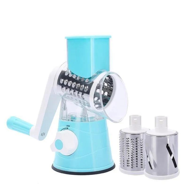 

Highly Efficient Vegetable Fruit Slicer Grater Multifunctional Drum Type Hand Cranked Slicer Multi Color Kitchen Shred Cutter синий