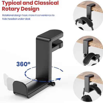 360° Dönebilen Kulaklık Standı Masaüstü Kulaklık Tutucu PC Oyun Kulaklığı Masa Askısı Kulaklık Kontrol Cihazı İçin Kanca