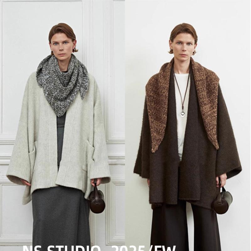 Französischer Retro-Schal aus edlem Gaze-Dreieckstuch für Damen im Winter, modisch, vielseitig, wärmend, Nackenschutz, Außenschal im nordischen Stil