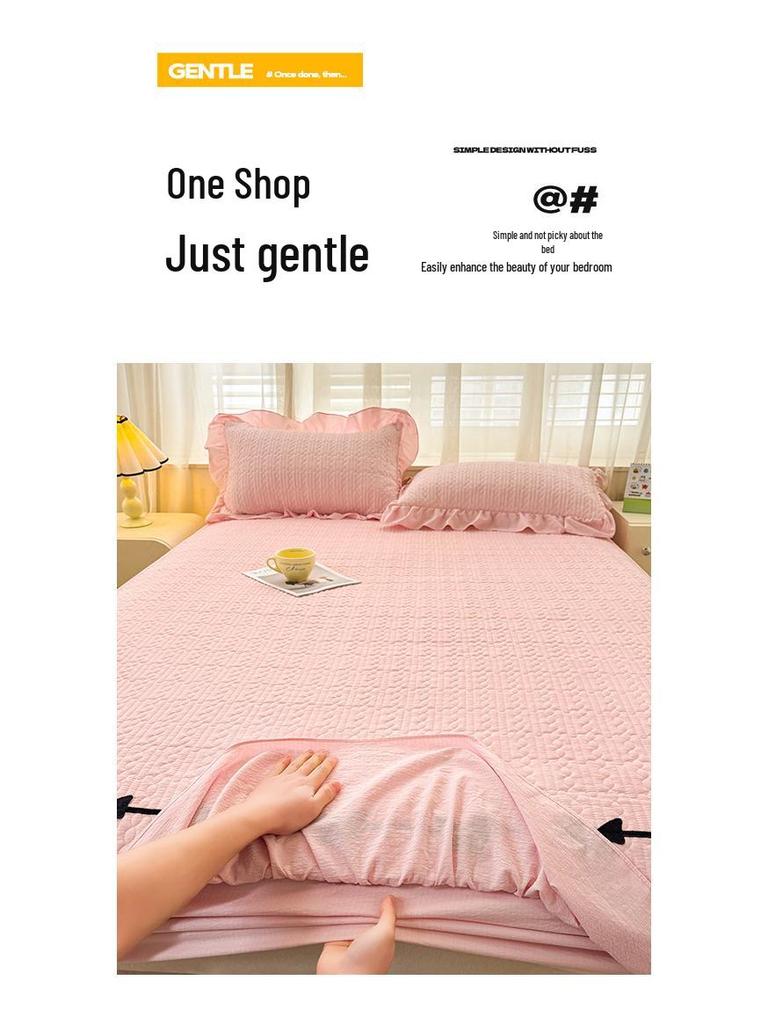 A-Grade Crinkled Double-Layer Bed Skirt & Cover: Non-Slip, Machine-Washable Mattress Protector