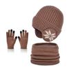 3Pcs Kids Winter Cold Protection Hat Scarf Set Ski Child Beanies Cap Boys Girls Warm Fleece Neck Ears Glove Kid Bonnet Cap 4-10