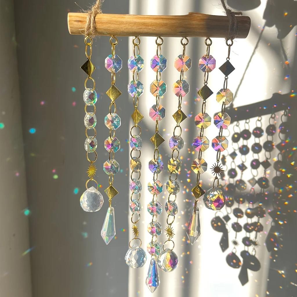 1PCS Fantasy Crystal Wind Chime Hanging Window Room Illusion Rainbow Home Hanging Wall Decoration Outdoors Decor Suncatcher Gift