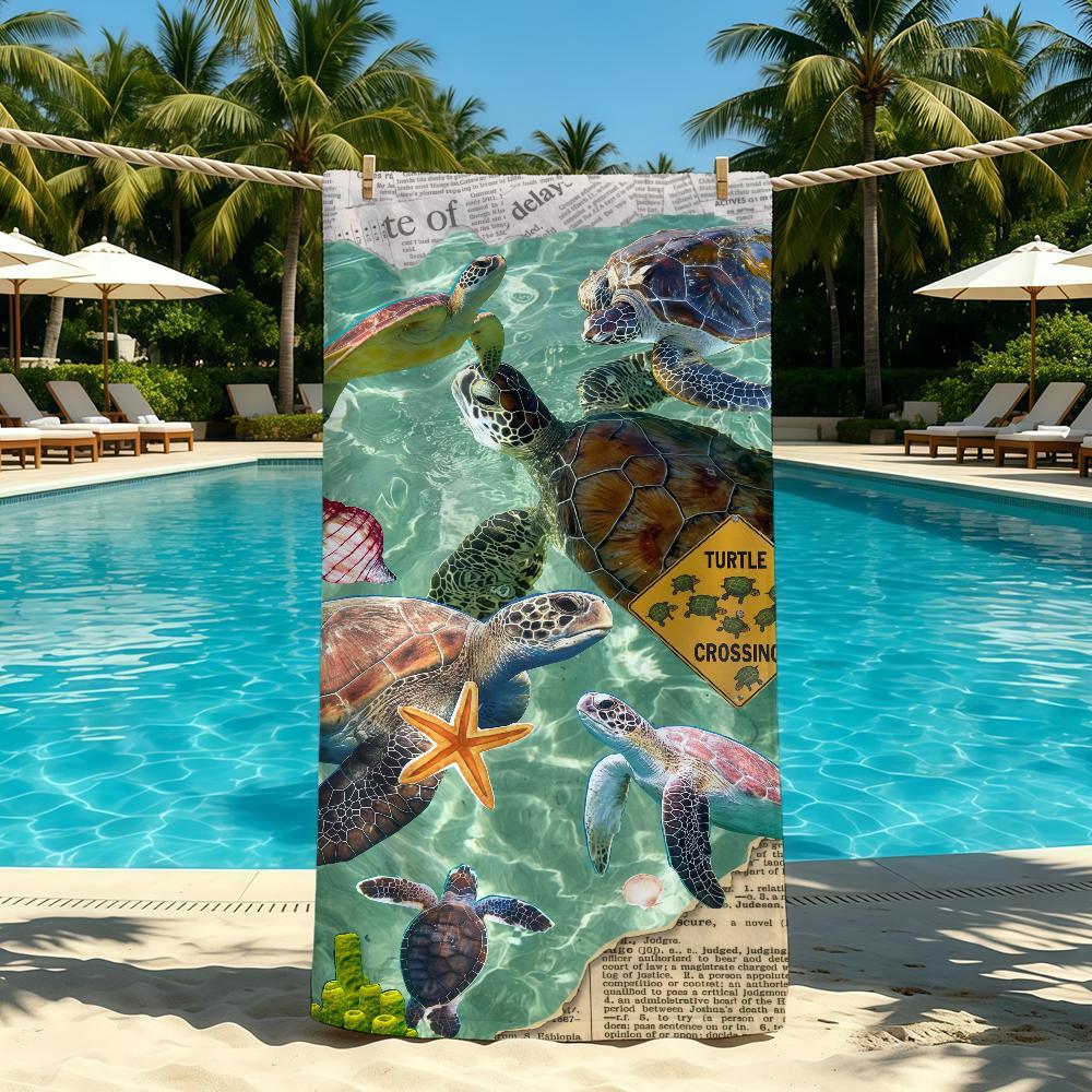 Ocean Turtle Cool Cute Towel For Outdoor Camping Beach Towel Super Absorbent Quick-Drying Summer Towel