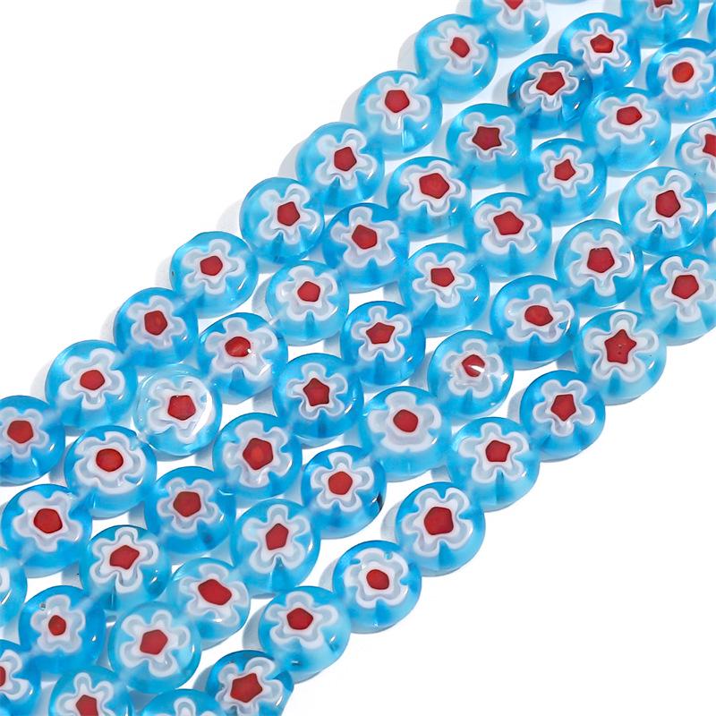 Thousand Flower Glazed Flat Beads for DIY Bracelets, Necklaces, and Earrings