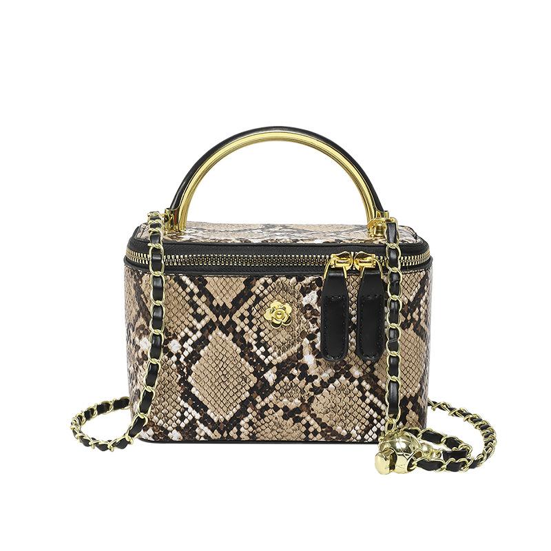 Personalized small bag 2025 new fashion niche snake pattern handbag women's versatile chain messenger box bag tide