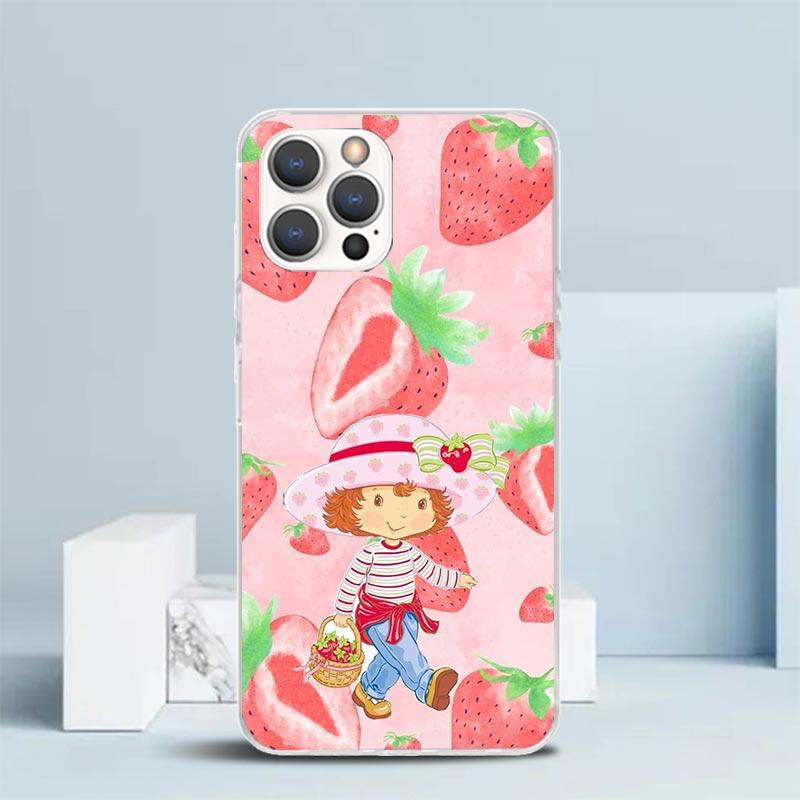 Strawberry Cartoon Girl Soft Cover for iPhone 16 17 Air 15 14 Pro Max 16E Phone Case 13 Mini 12 11 7 SE 8 Print Pattern Fit Case