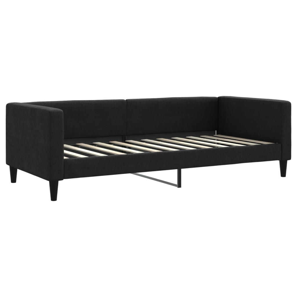 Vidaxl Extendable Sofa With Drawers, Black, 90X200 Cm, Fabric