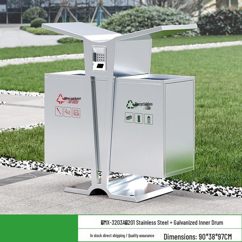 JPHZNB Outdoor Stainless Steel Trash Can