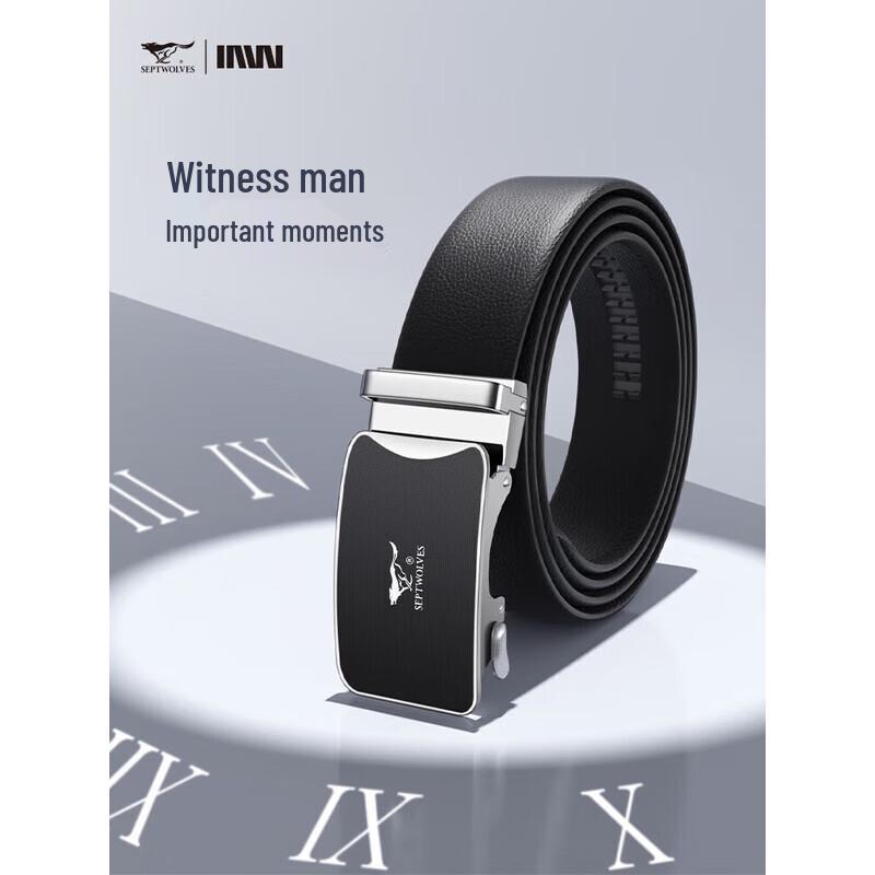 Septwolves Men s Cowhide Automatic Buckle Belt 110cm