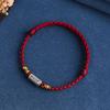 Putuo Mountain Sterling Silver Red Rope Bracelet Women Lucky Beads Tibetan Style Retro Woven Couple Year of Fate Safe and Good Luck Carrying Strap