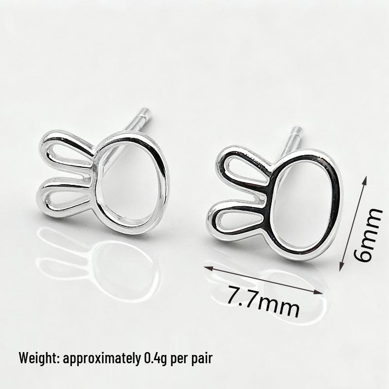 

S925 Sterling Silver Cartoon Rabbit Stud Earrings for Women - Japanese Korean Simple Style Ear Bone Jewelry 925 Silver