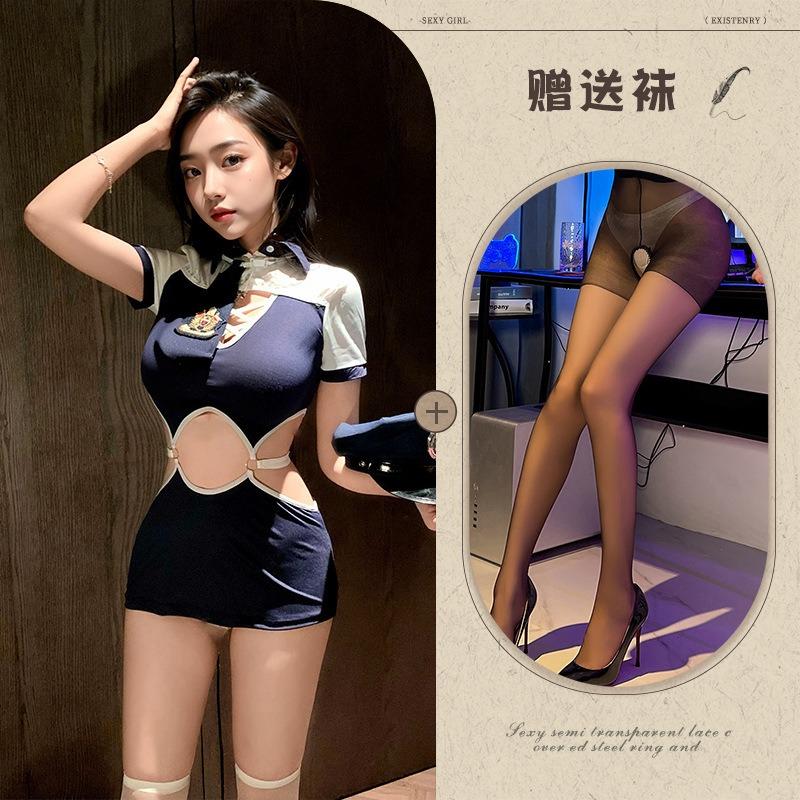 Sexy lingerie sexy policewoman cos uniform seduction instructor small breasts and thin mood hip-wrapped onesie suit