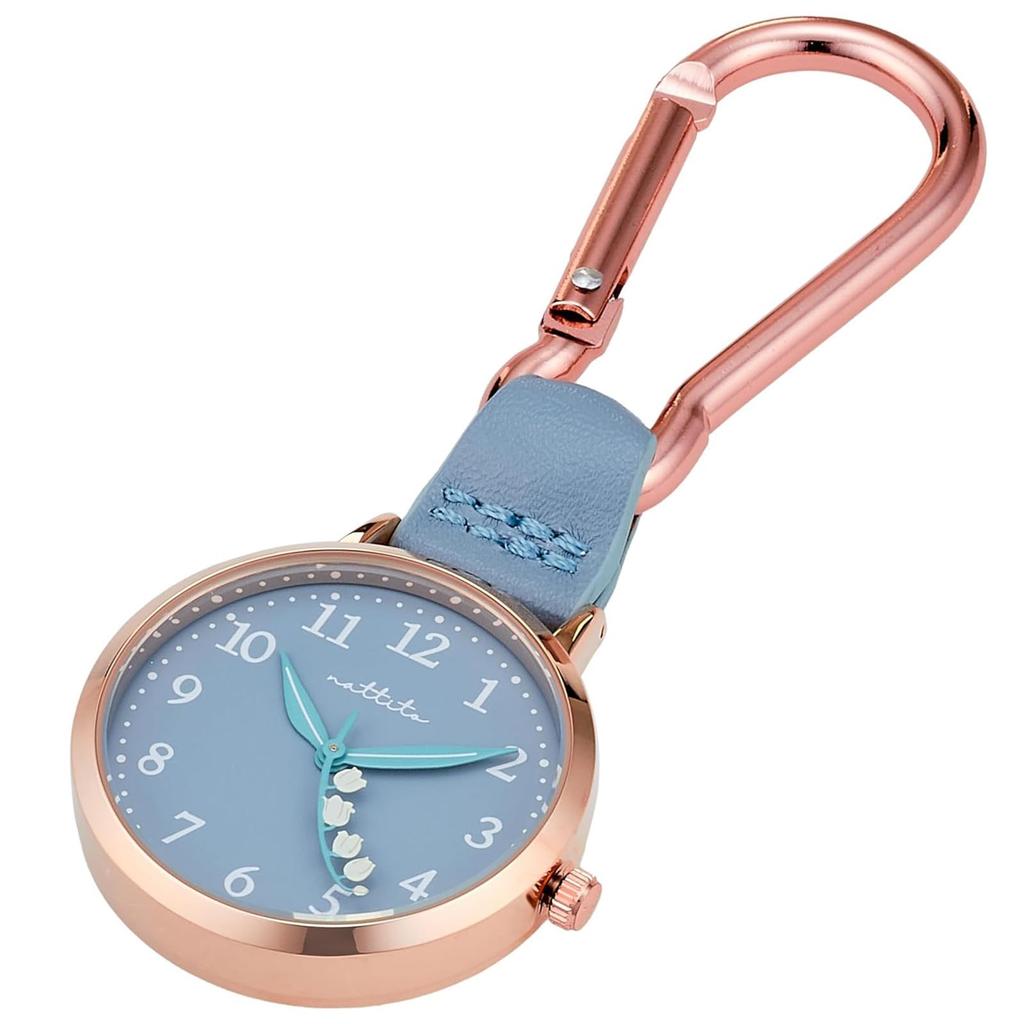 Fieldwork Furka Lily of the Valley Blue Pocket Watch, Analog, Carabiner Watch, GY050P-2, Women's
