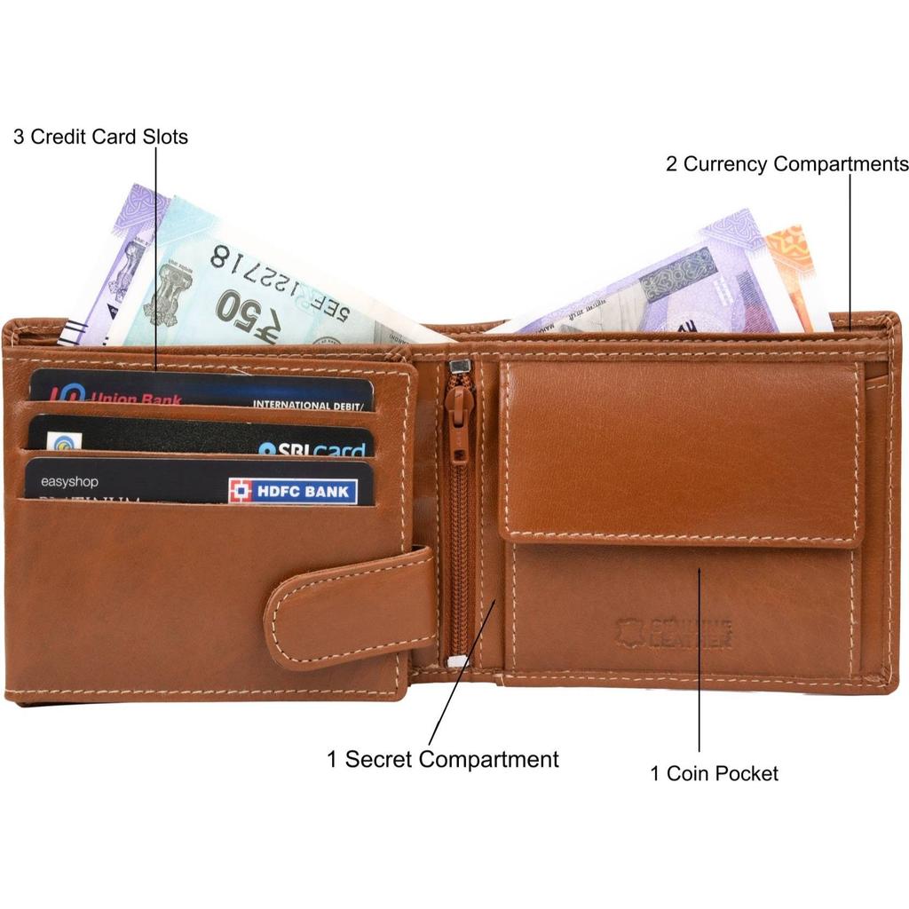 Pánská peněženka RFID z pravé kůže – běžná velikost (6 slotů na karty)